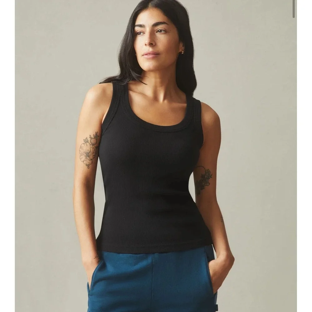 NWOT American Giant Womens Ribbed Tank Top XS Black Made in USA